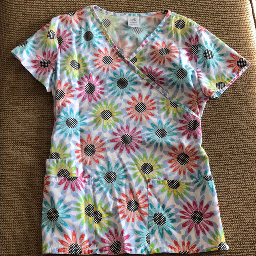 Flowered Scrub Top